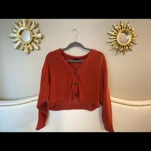 Light weight cropped button-up sweater